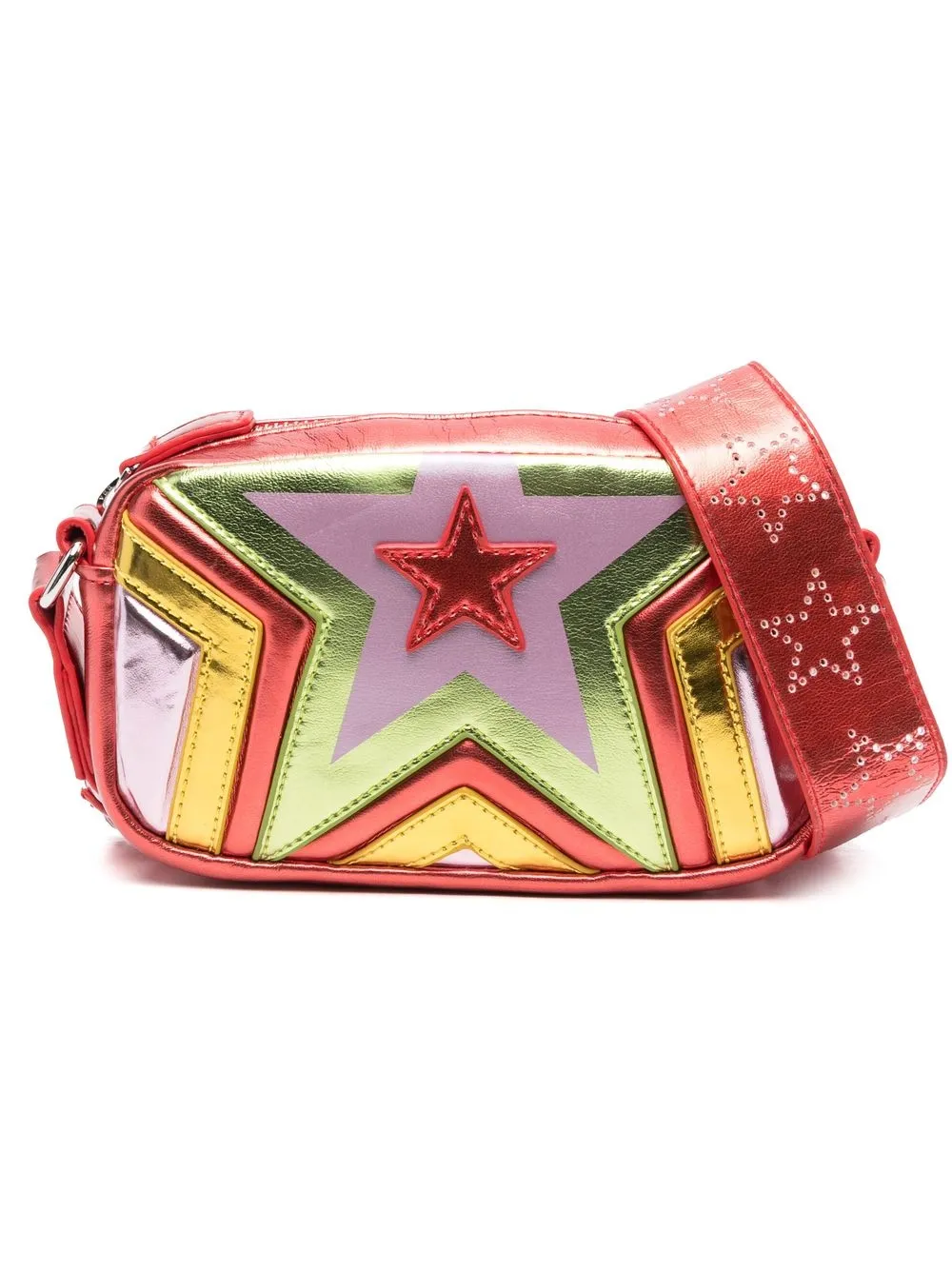 

Stella McCartney Kids bolsa de hombro metalizada con estrella estampada - Rojo