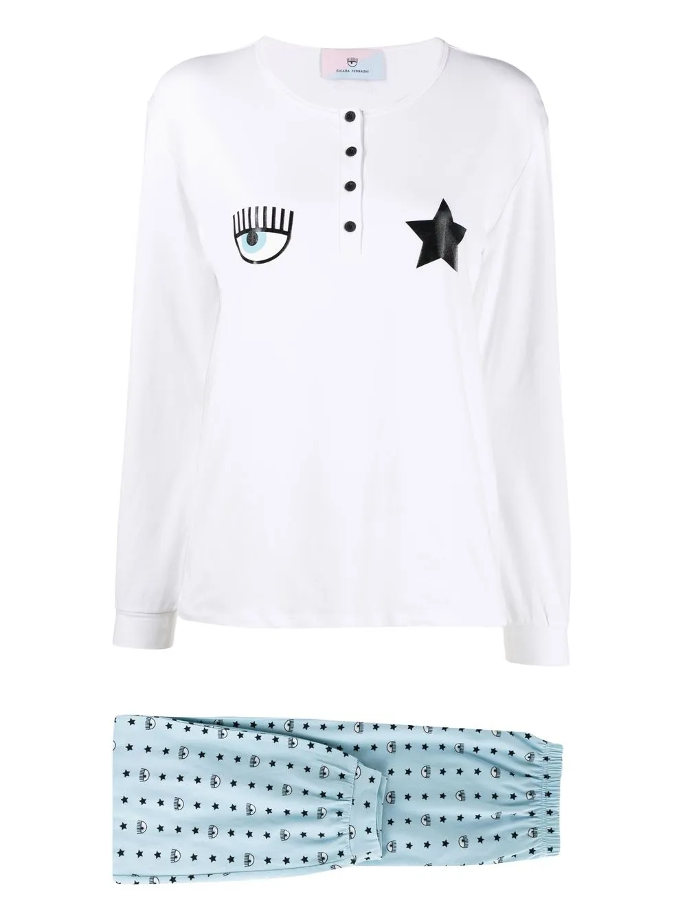 

Chiara Ferragni pijama Eye Star con cuello henley - Blanco