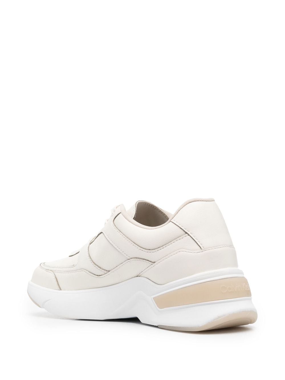 Shop Calvin Klein Logo-embroidered Panelled Sneakers In Neutrals