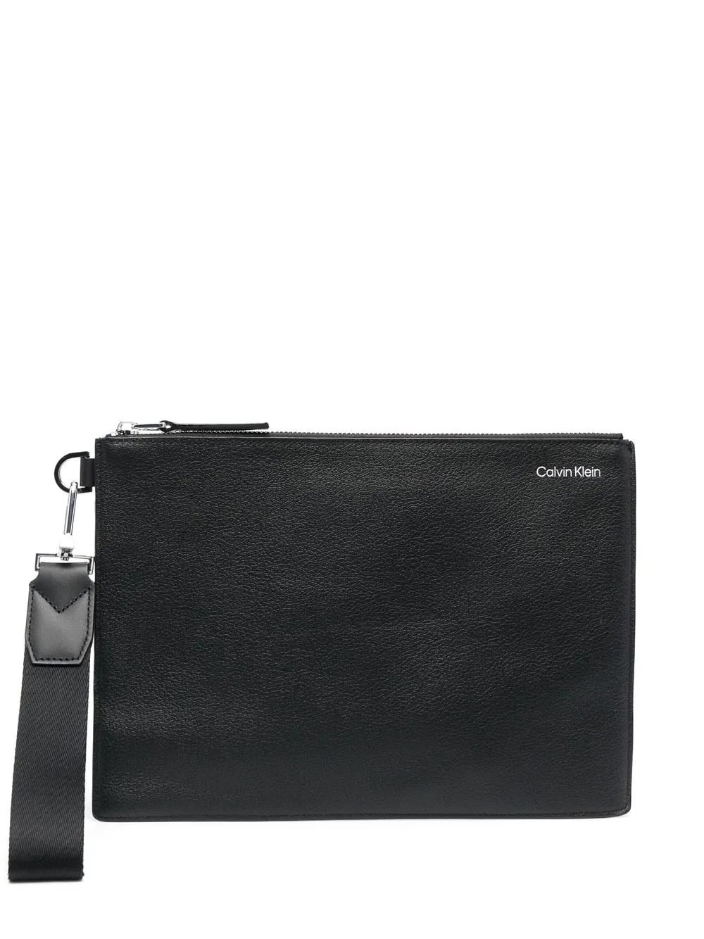 

Calvin Klein logo-print leather clutch - Black