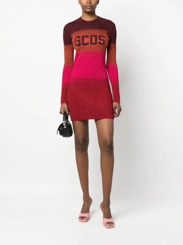 gcds red dress Gcds Asymmetric Ribbed Maxi Dress