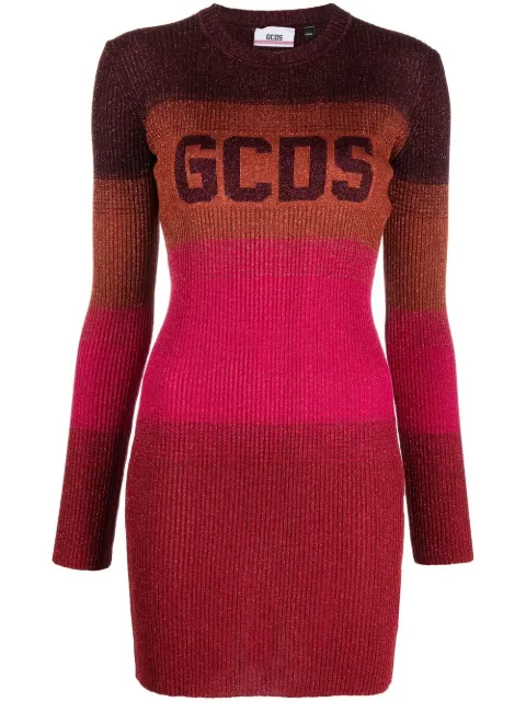 GCDS wide-stripe-pattern mini dress