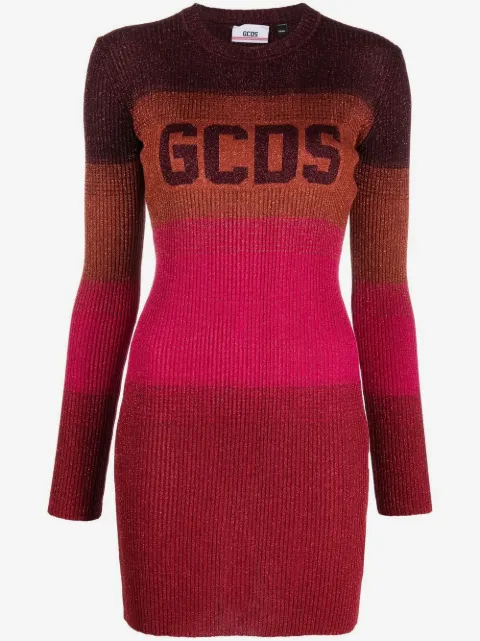 GCDS wide-stripe-pattern mini dress