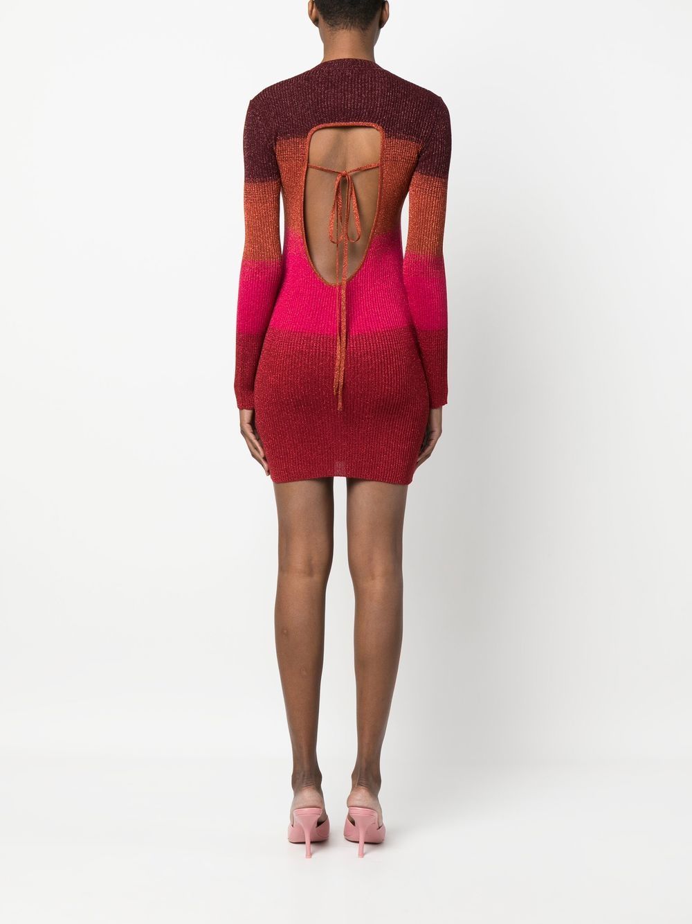Shop Gcds Wide-stripe-pattern Mini Dress In Red