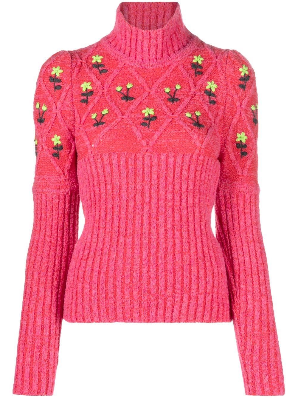 CORMIO Oma floral-embroidered wool jumper - Pink