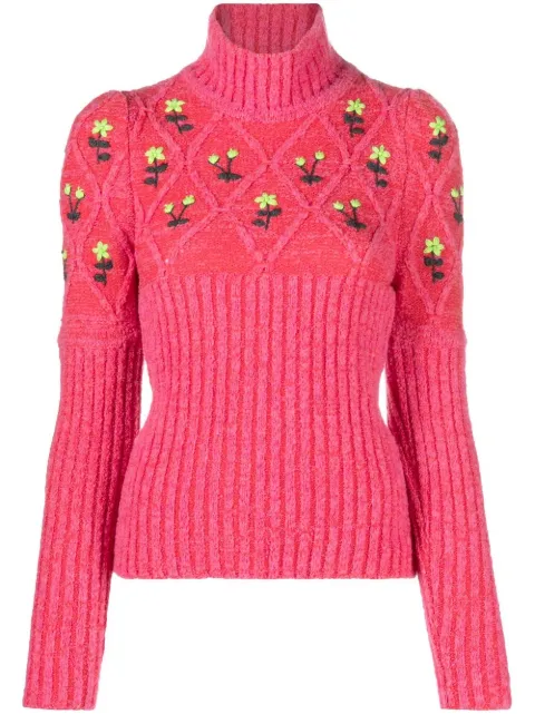 CORMIO Oma floral-embroidered wool jumper