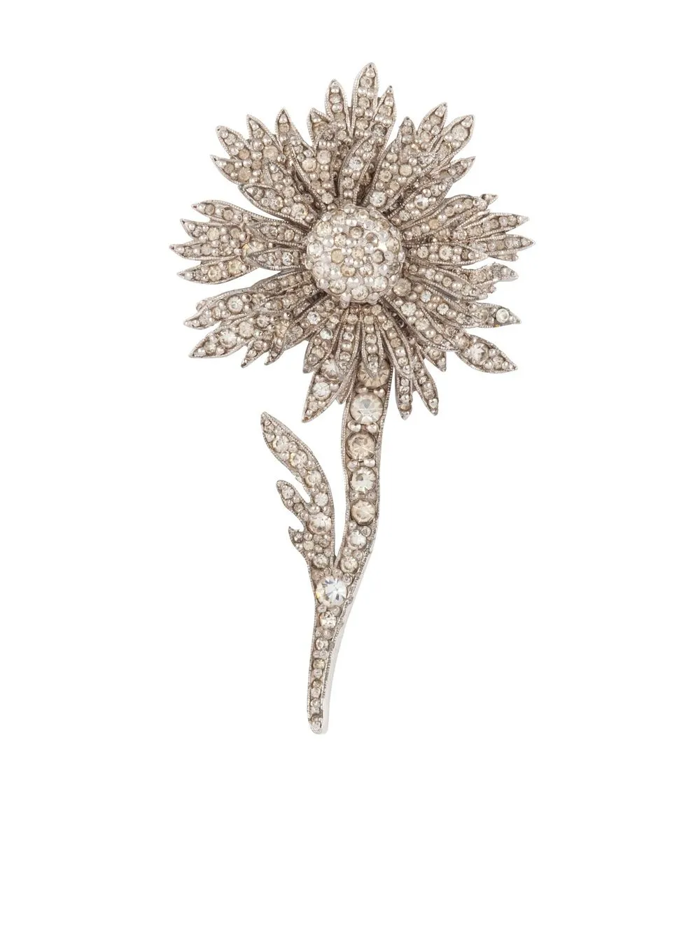 

Christian Dior broche floral con detalles de cristal 1950 pre-owned - Plateado