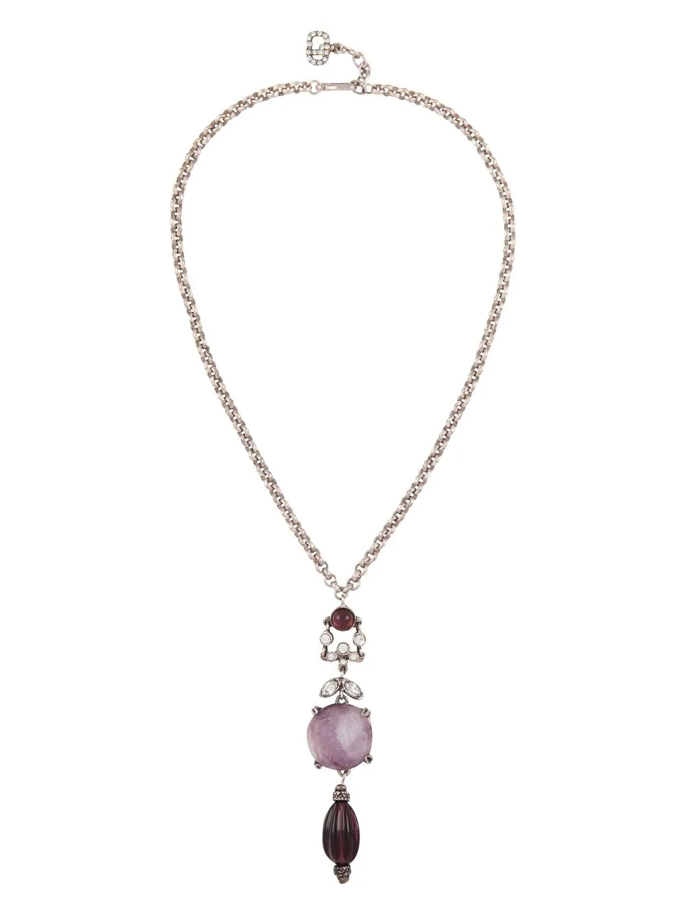 Christian Dior 1990s pre-owned halsketting verfraaid met edelsteen - Zilver
