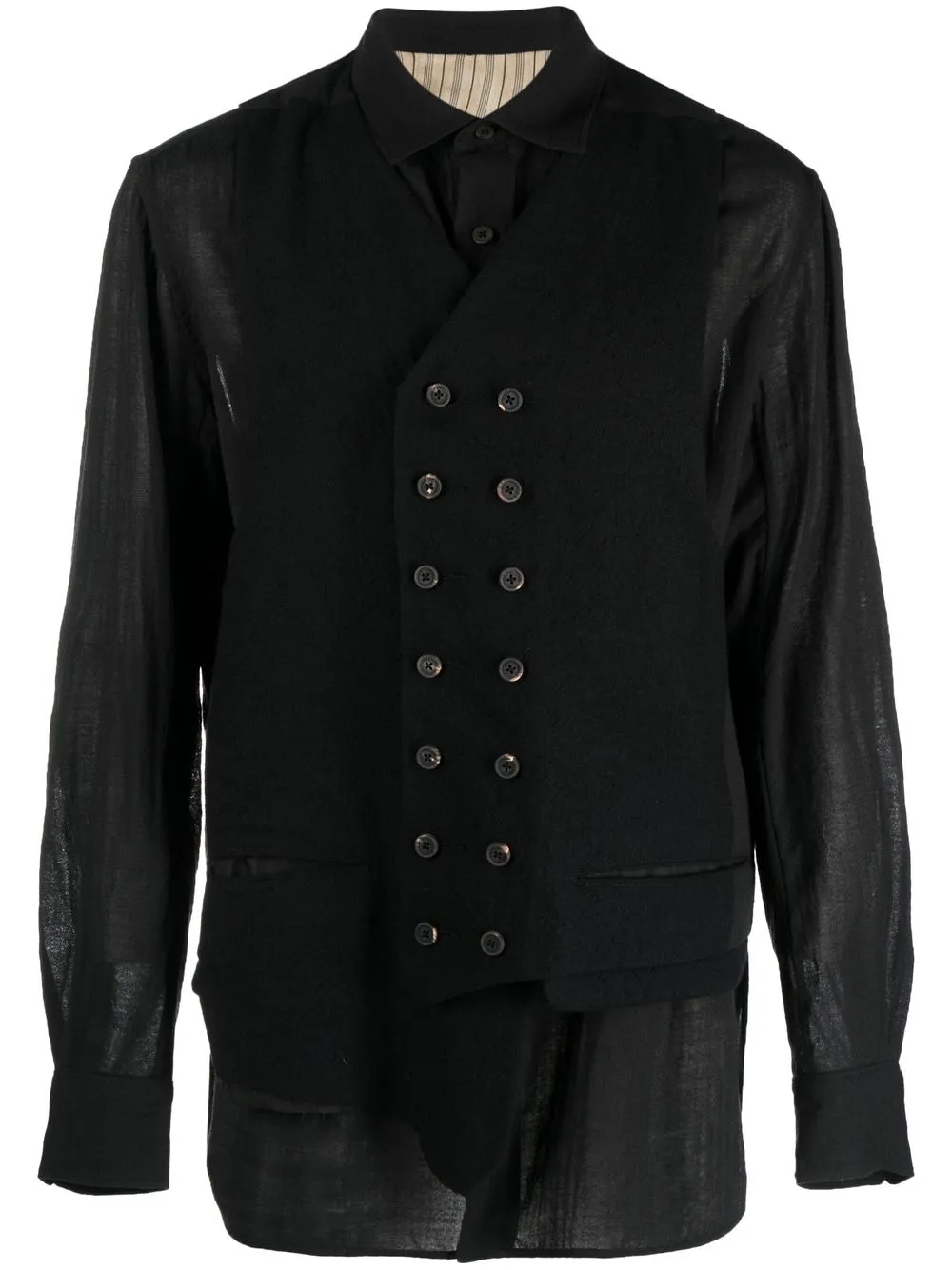 

Ziggy Chen waistcoat-panel shirt - Black