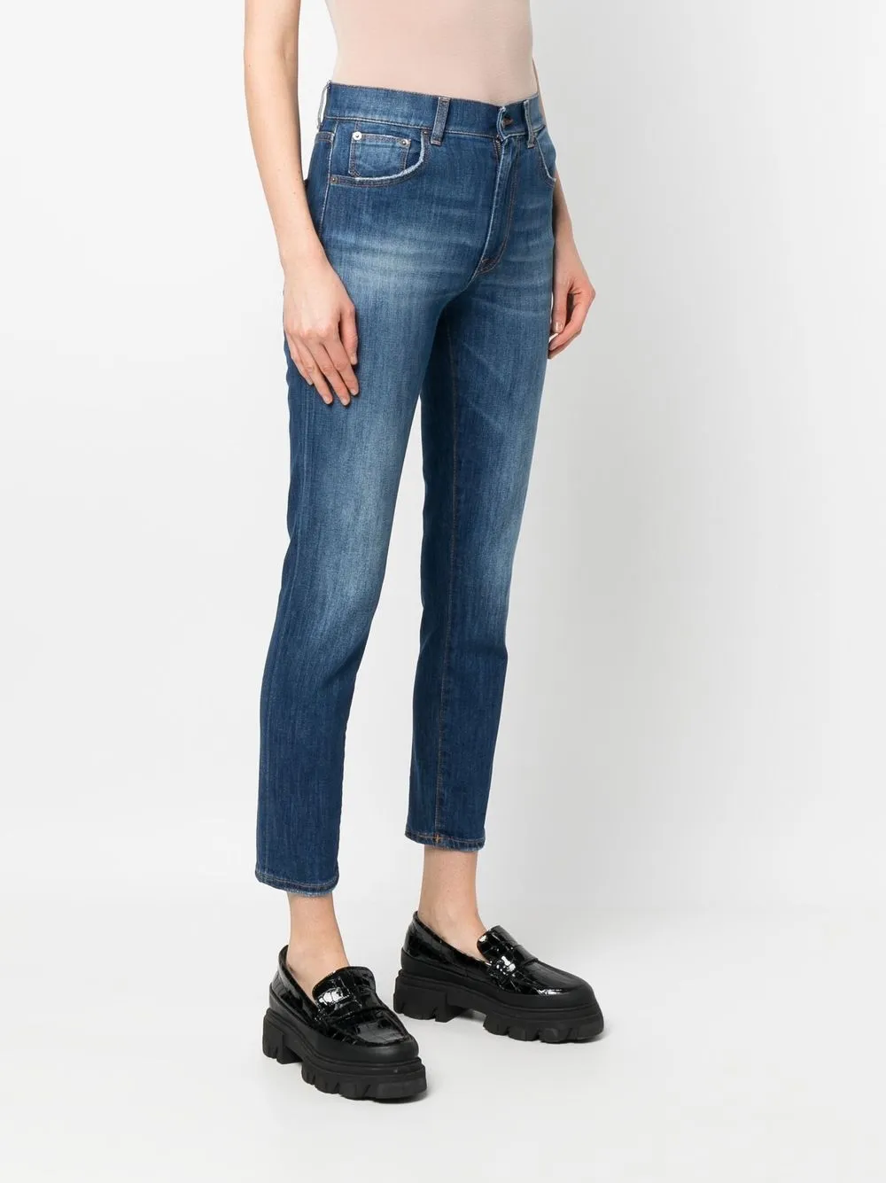  Dondup Schmale Cropped Jeans   Blau 