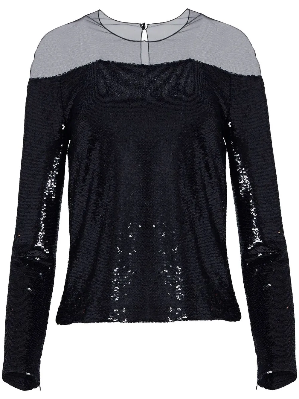 

Carolina Herrera top con tul y lentejuelas - Negro