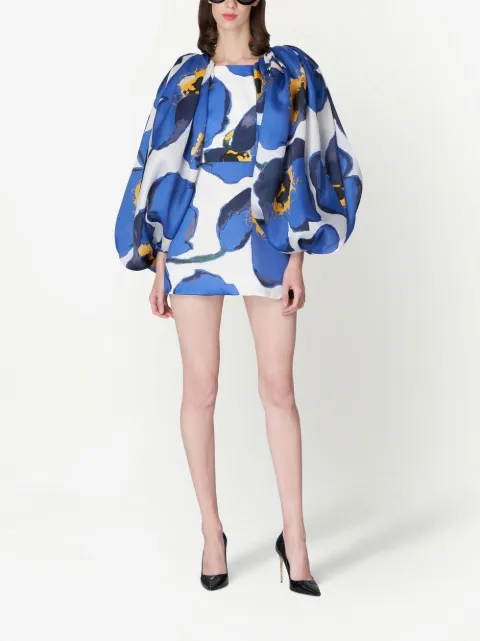 Carolina Herrera floral-print balloon-sleeve minidress R2311N534WPS - 1