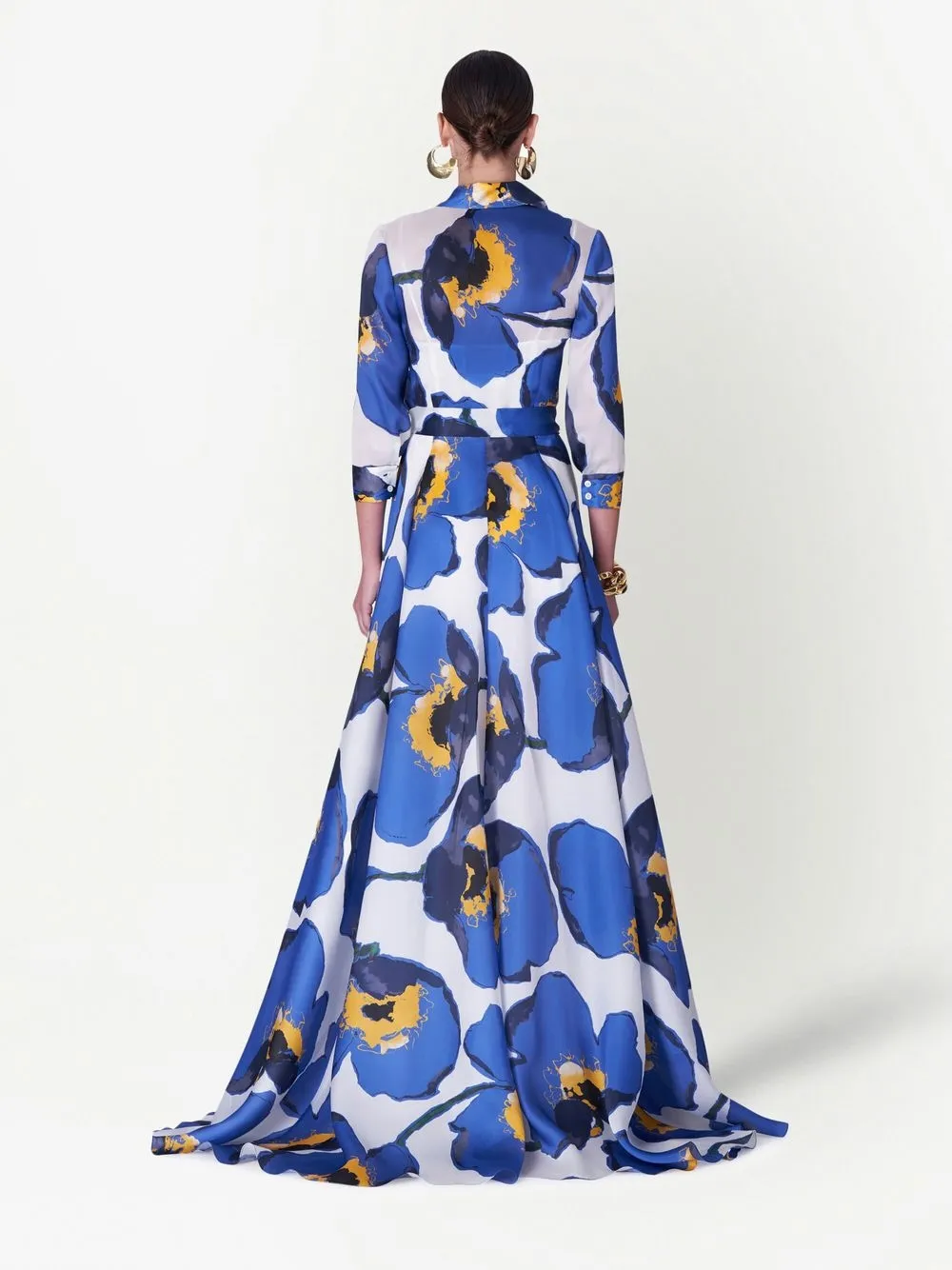 Carolina Herrera Avondjurk met bloemenprint - Blauw