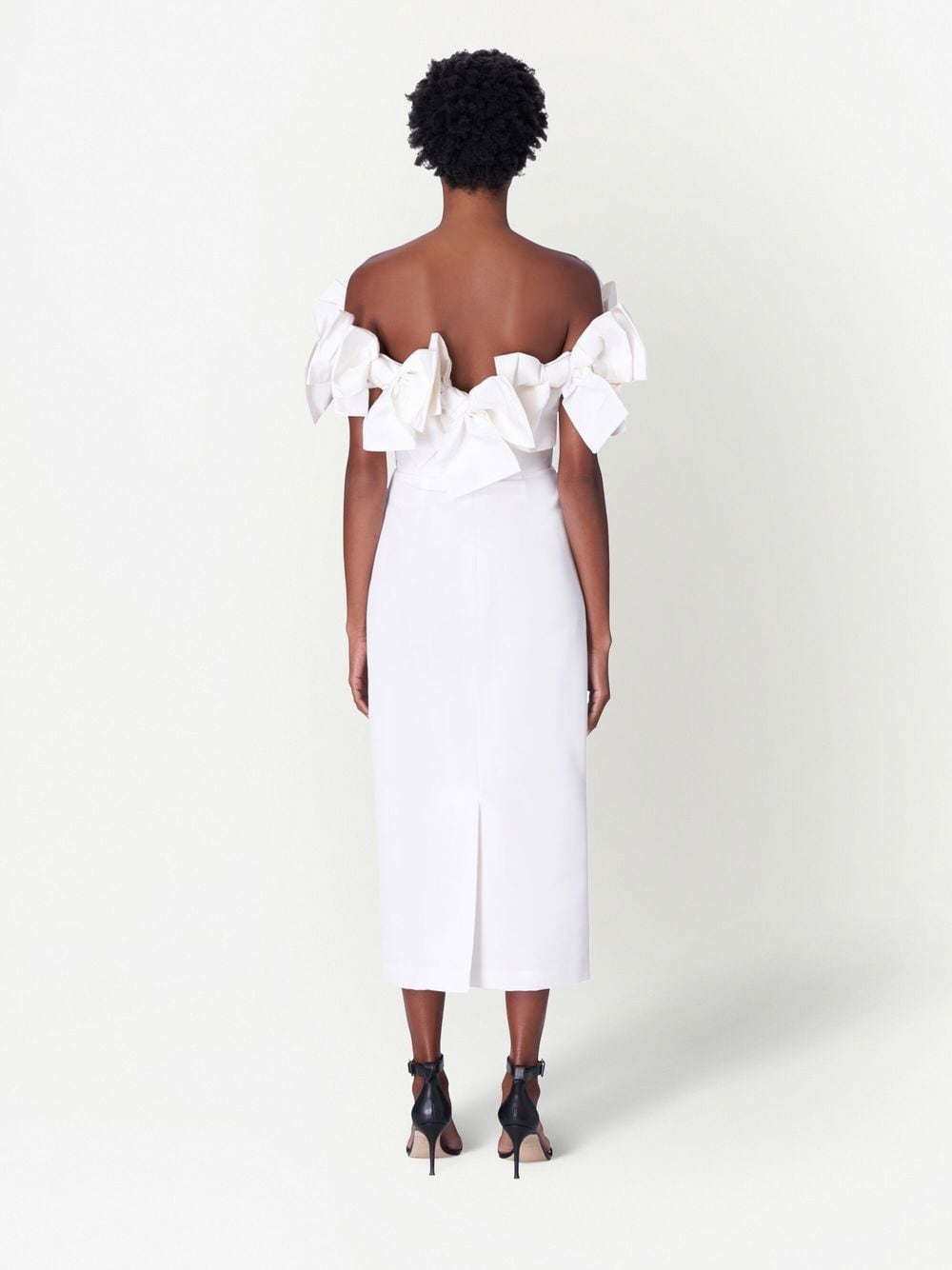 Shop Carolina Herrera Bow-detail Strapless Midi Dress In White