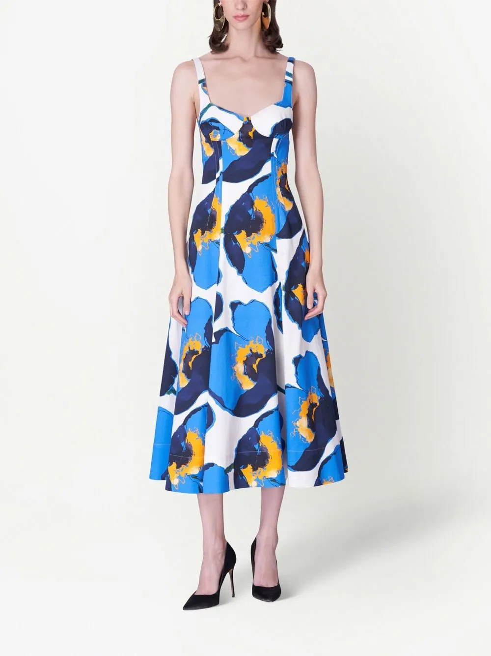 Carolina Herrera Jurk met abstracte print - Blauw