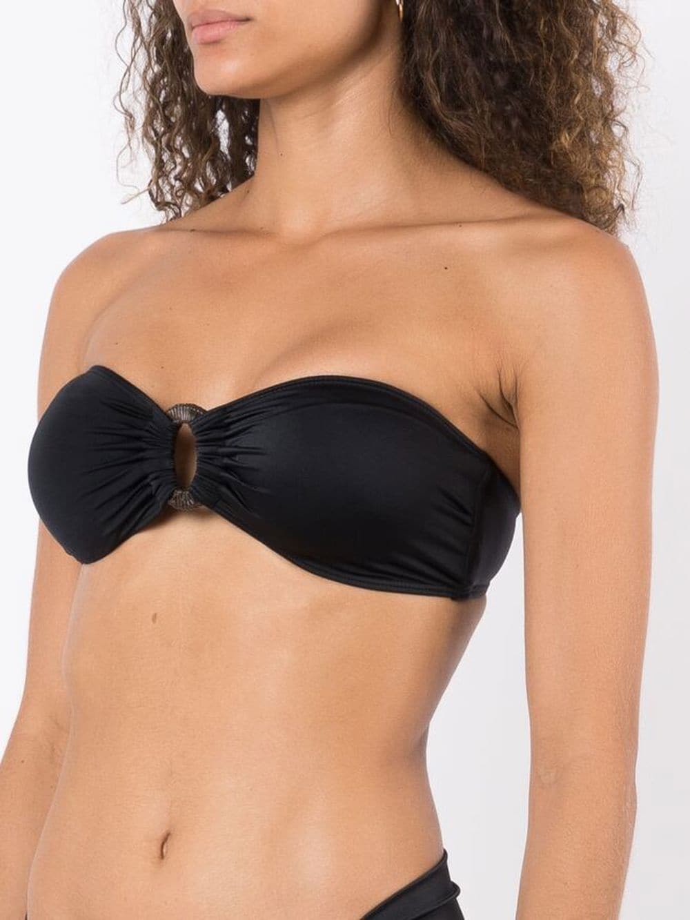 Shop Brigitte Ring-hardware Bandeau Bikini In Black