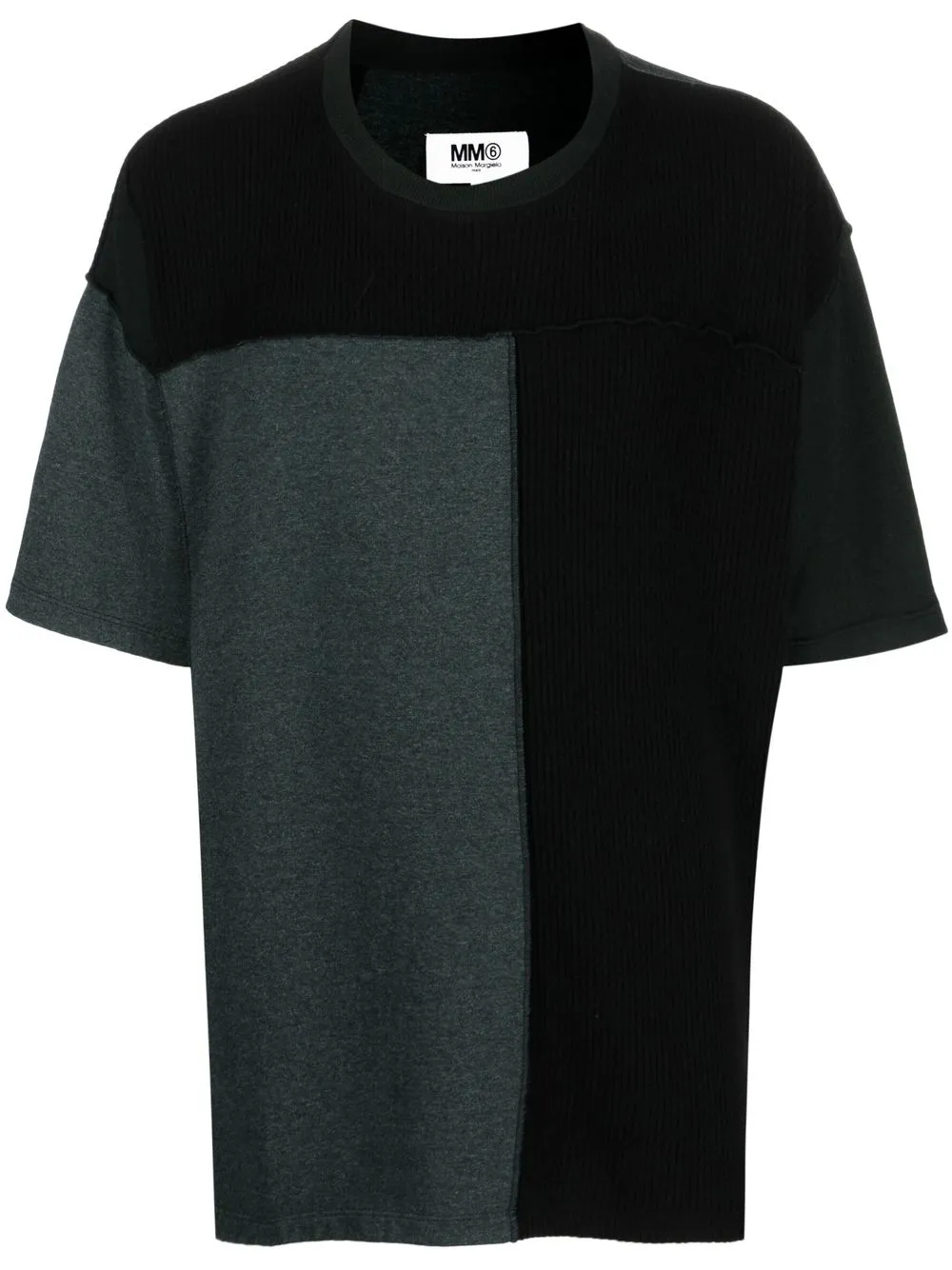 

MM6 Maison Margiela playera con paneles y cuello redondo - Negro