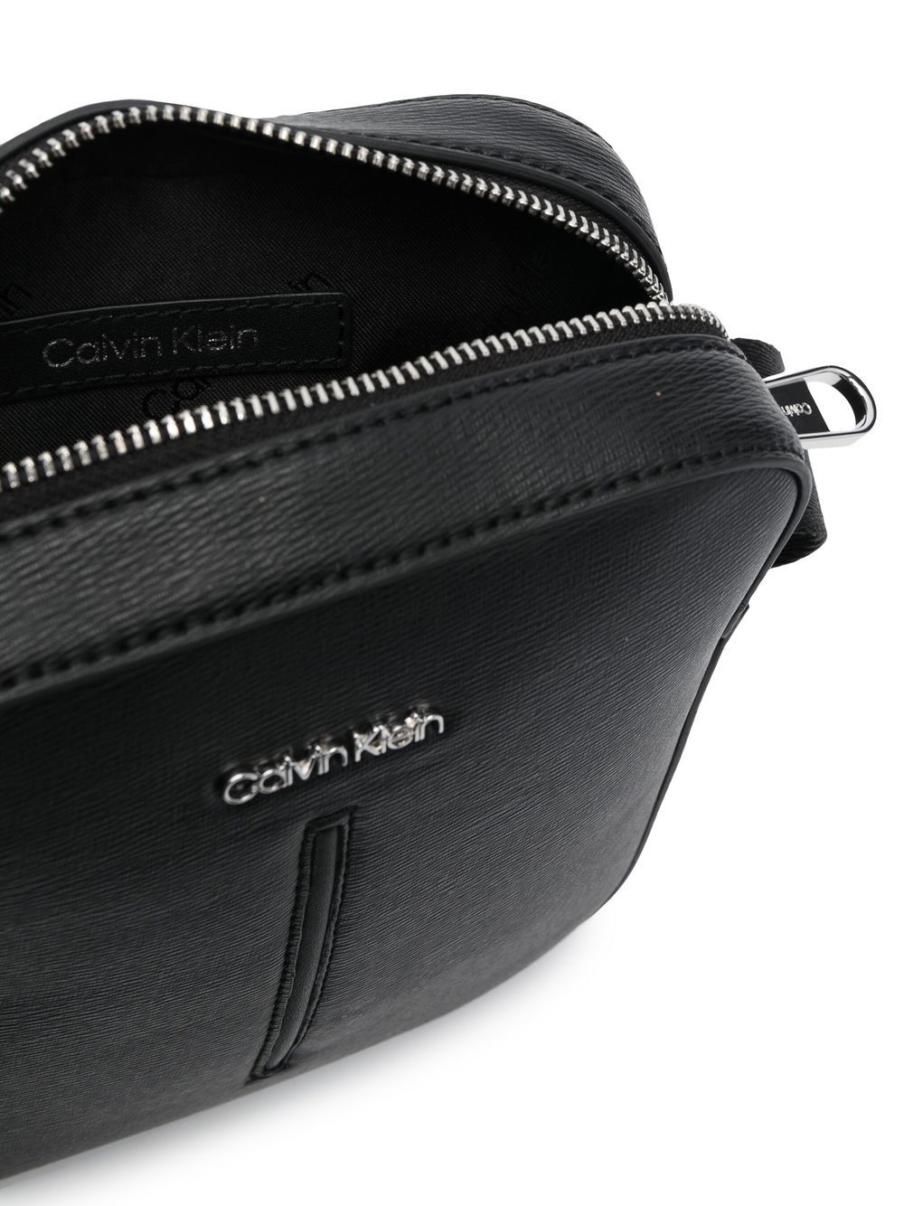 Shop Calvin Klein Logo Plaque Messenger Bag In Black