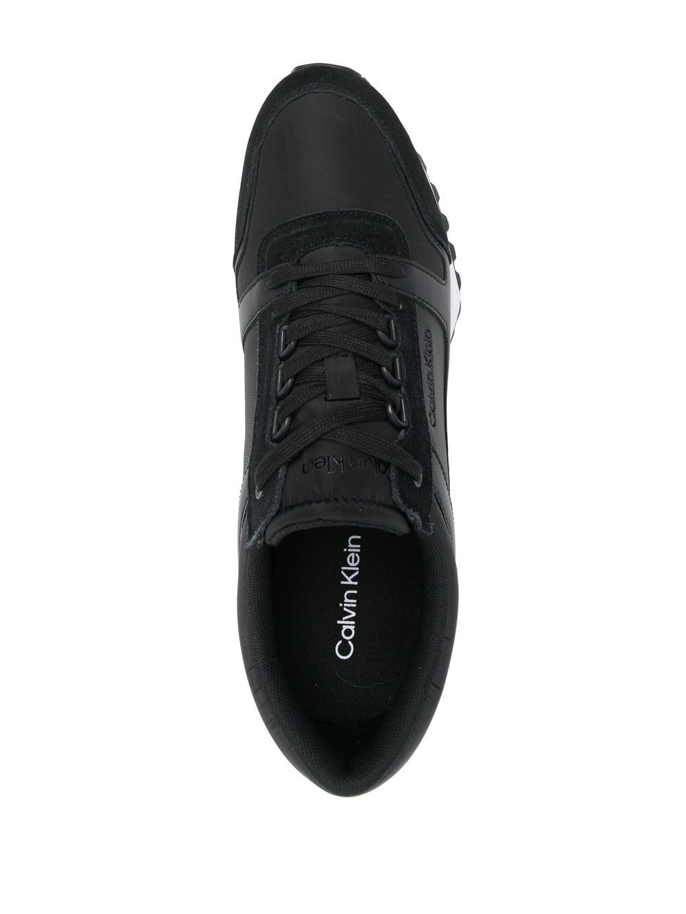 Shop Calvin Klein Leather Logo-print Sneakers In Black