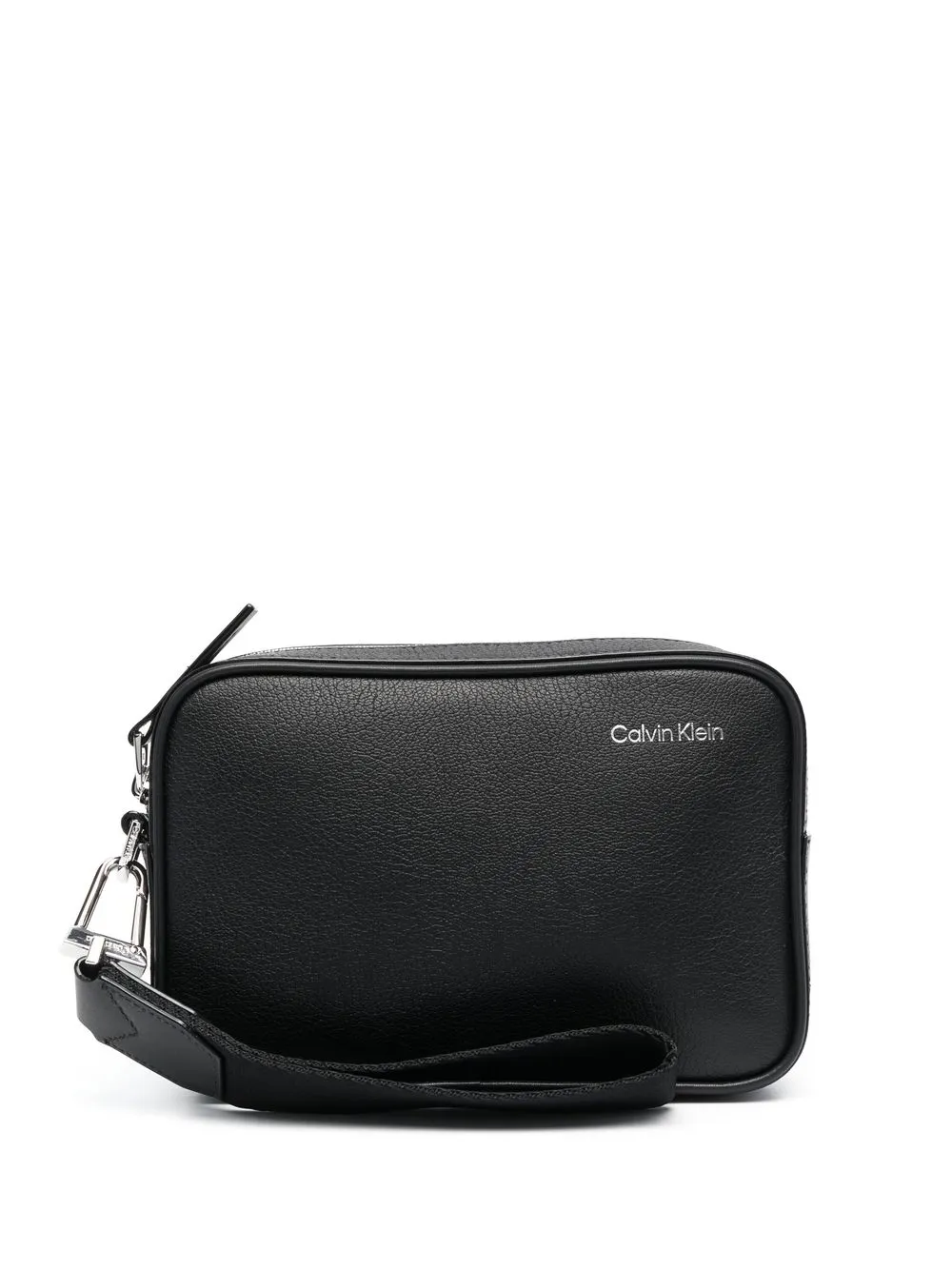 

Calvin Klein logo-print leather clutch bag - Black