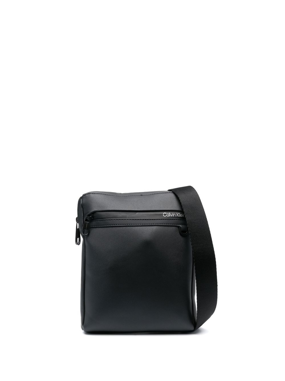 Calvin Klein Tonal Logo Print Messenger Bag In Black