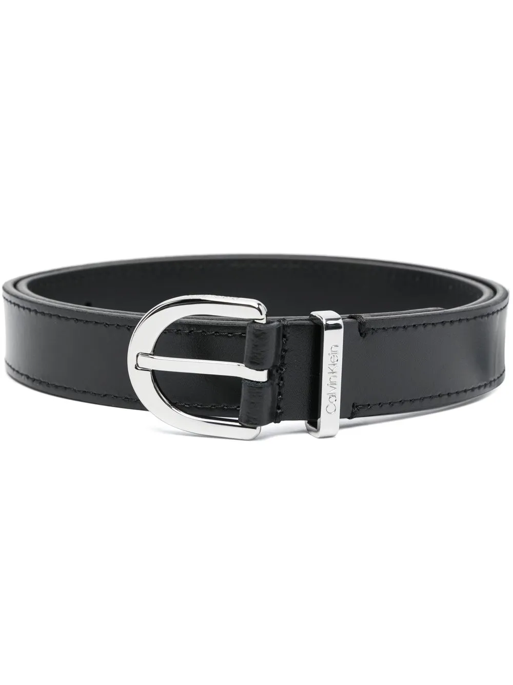 CALVIN KLEIN LOGO-DEBOSSED LEATHER BELT