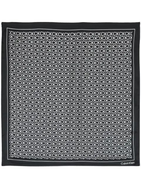 Calvin Klein logo-monogram silk scarf