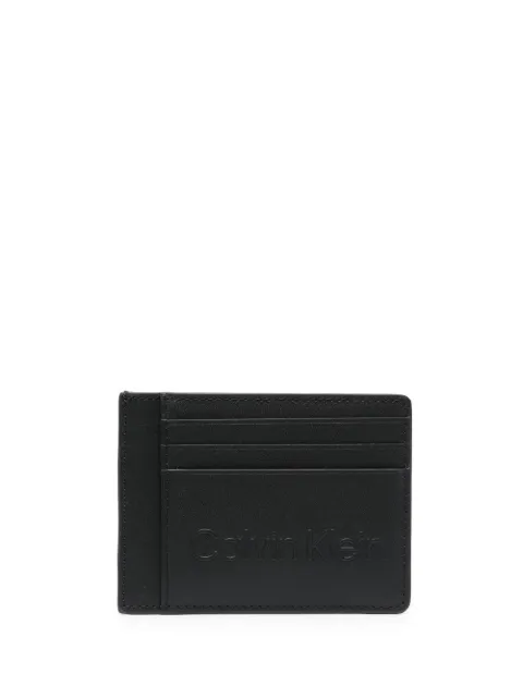 Calvin Klein logo embossed leather cardholder