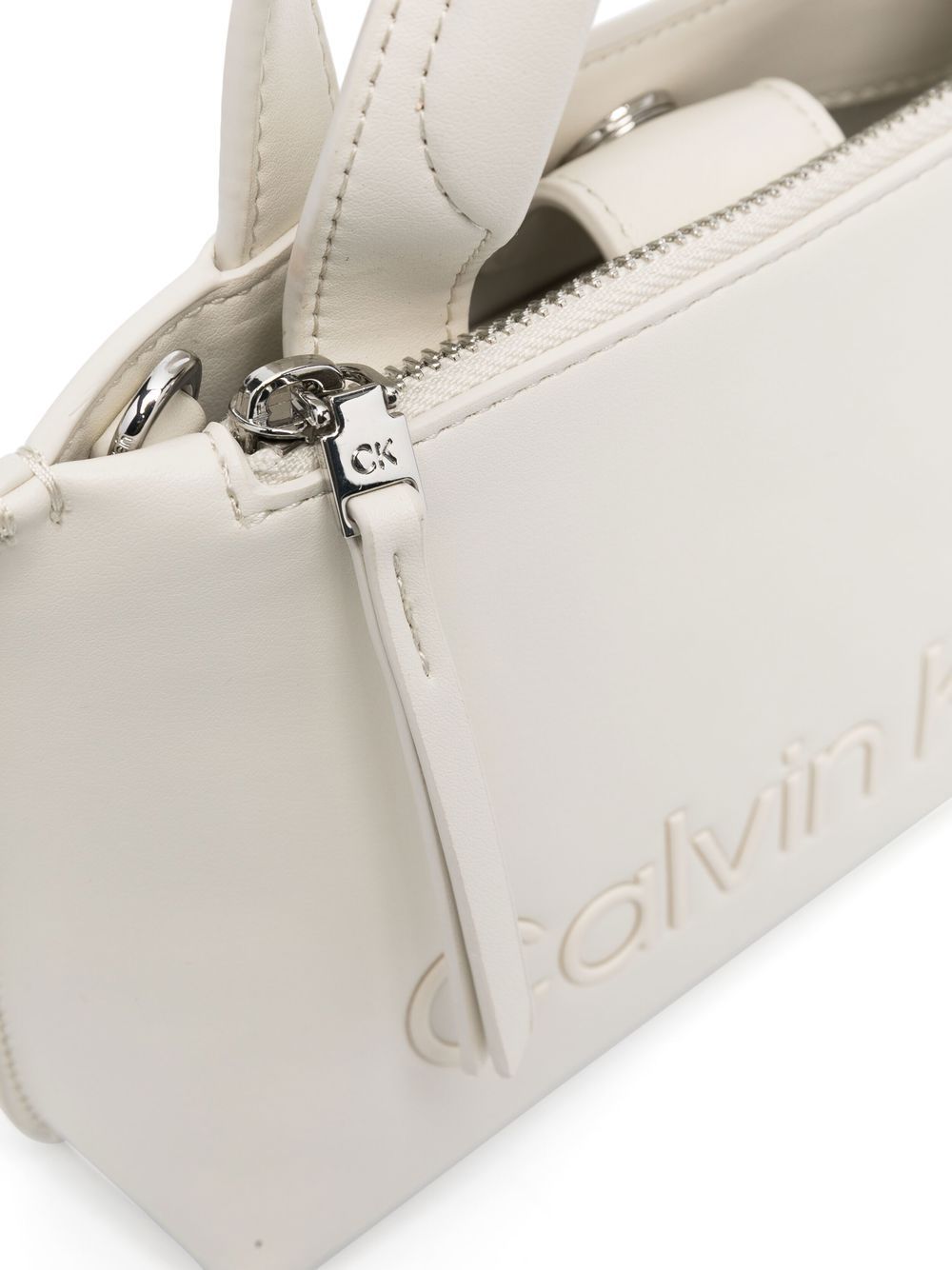 Shop Calvin Klein Logo-plaque Tote Bag In White