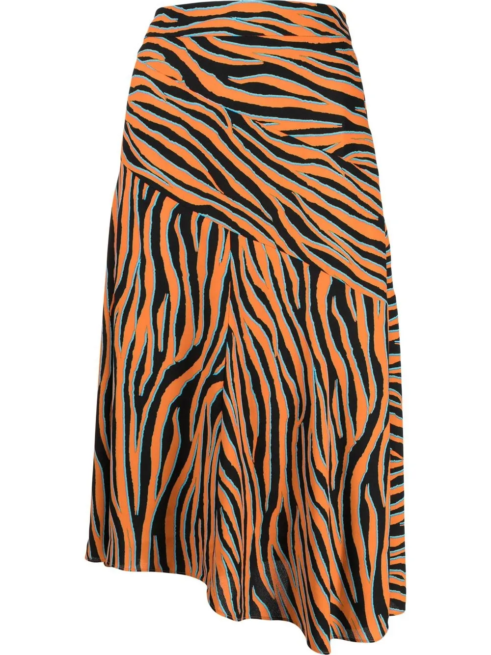 

DVF Diane von Furstenberg falda midi Lilo con animal print - Naranja