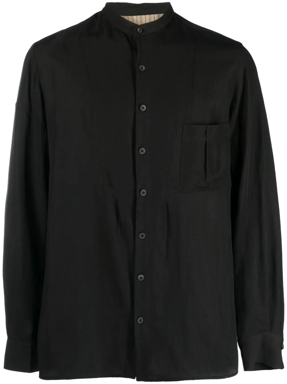 

Ziggy Chen collarless long-sleeve shirt - Black