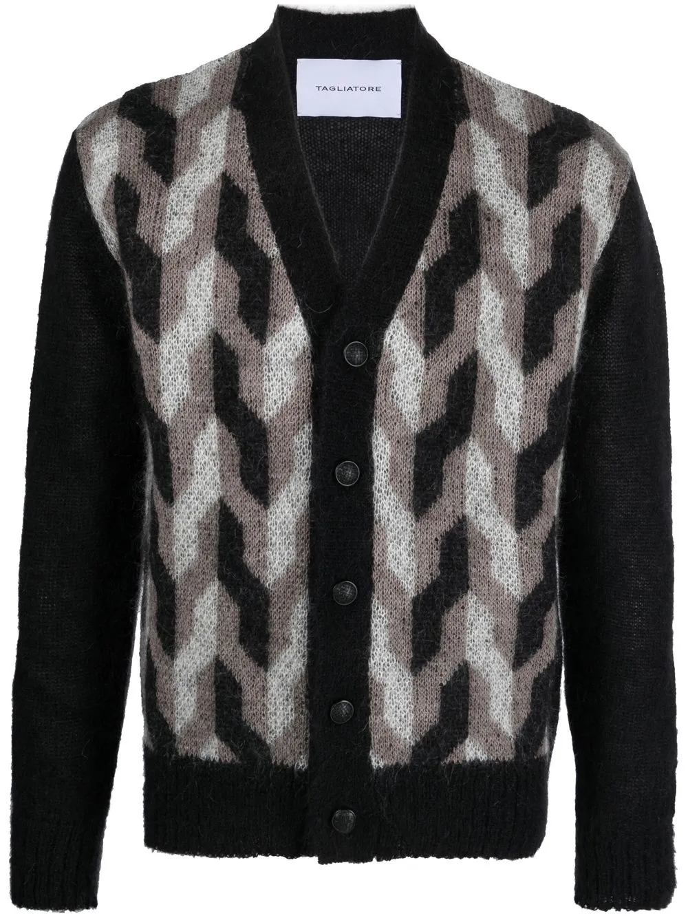 

Tagliatore geometric-print knit cardigan - Black