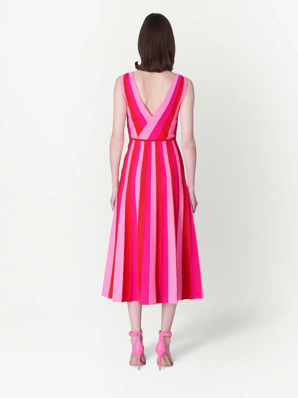 Carolina Herrera Striped V-neck Midi Dress - Farfetch