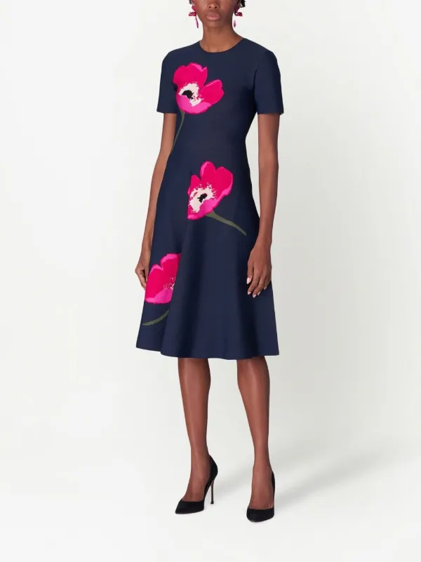 Carolina Herrera Vestido De Intarsia Con Floral - Farfetch