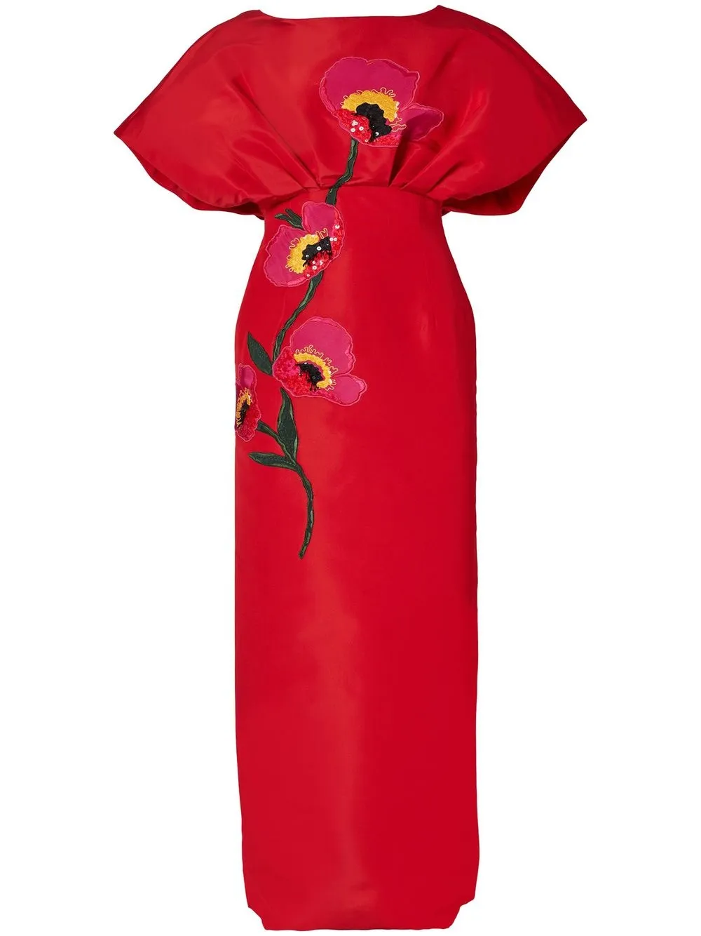 

Carolina Herrera floral-appliqué silk gown - Red