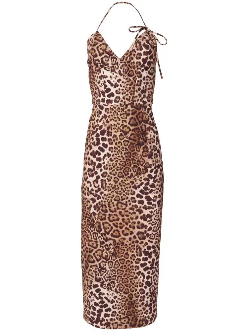 Robe dos-nu à imprimé léopard - Carolina Herrera - Modalova