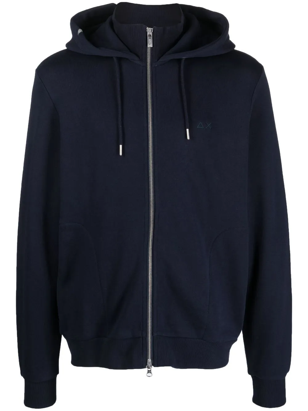 

Sun 68 drawstring zipped cotton hoodie - Blue