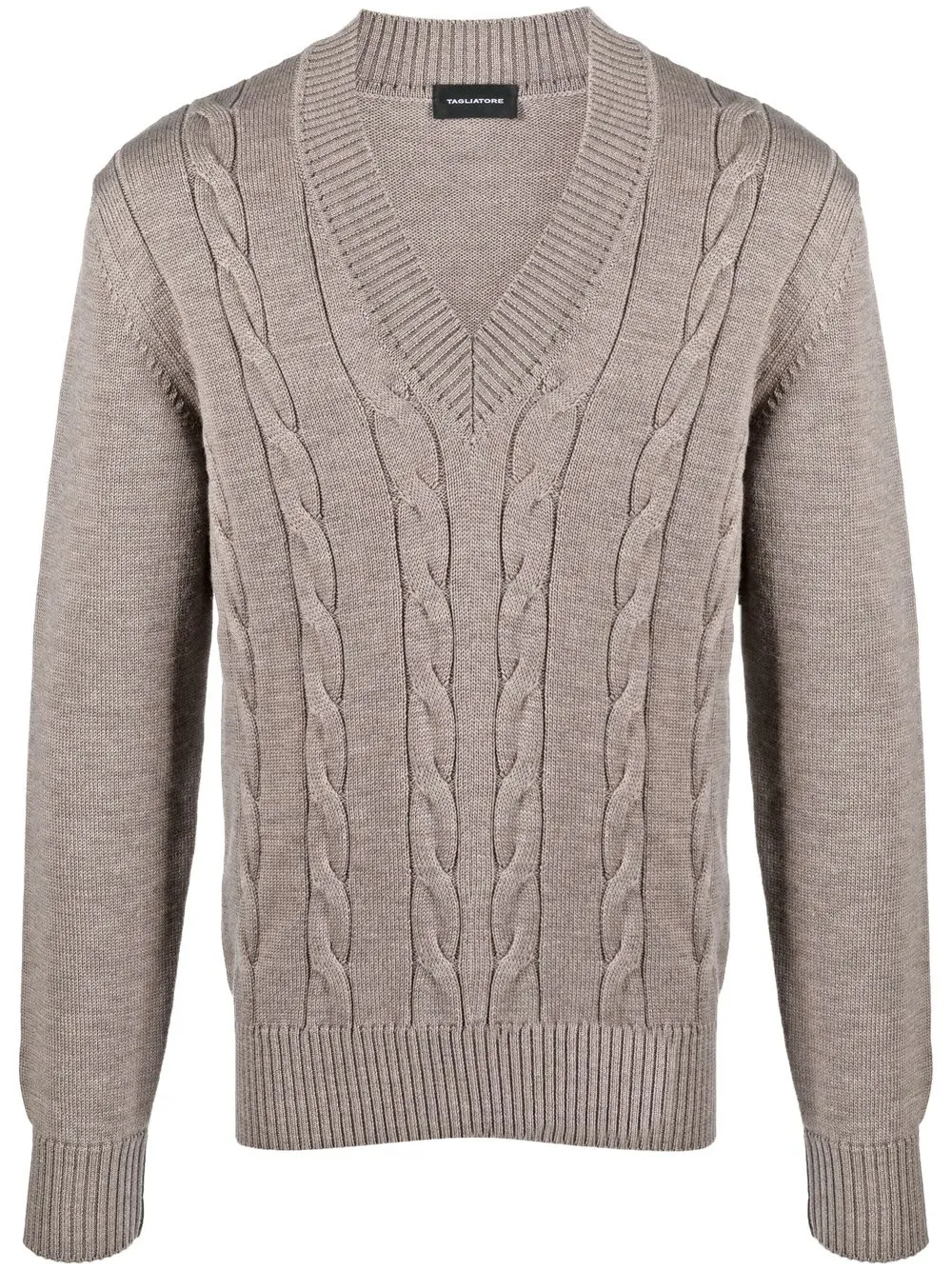 

Tagliatore cable-knit V-neck jumper - Brown