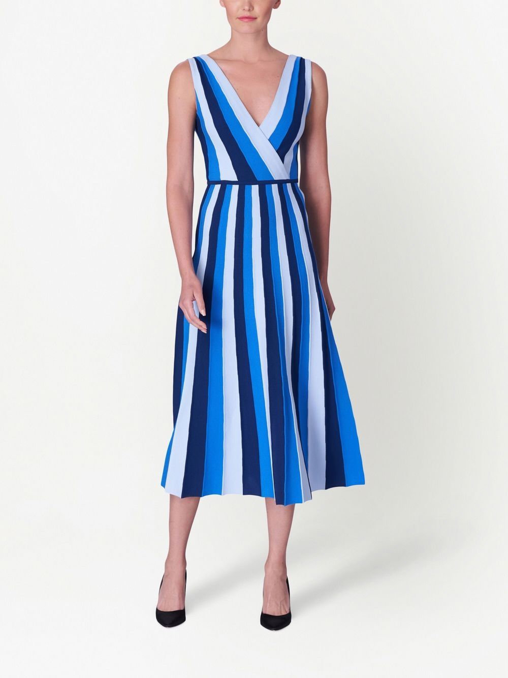 Carolina Herrera Gestreepte midi-jurk - Blauw