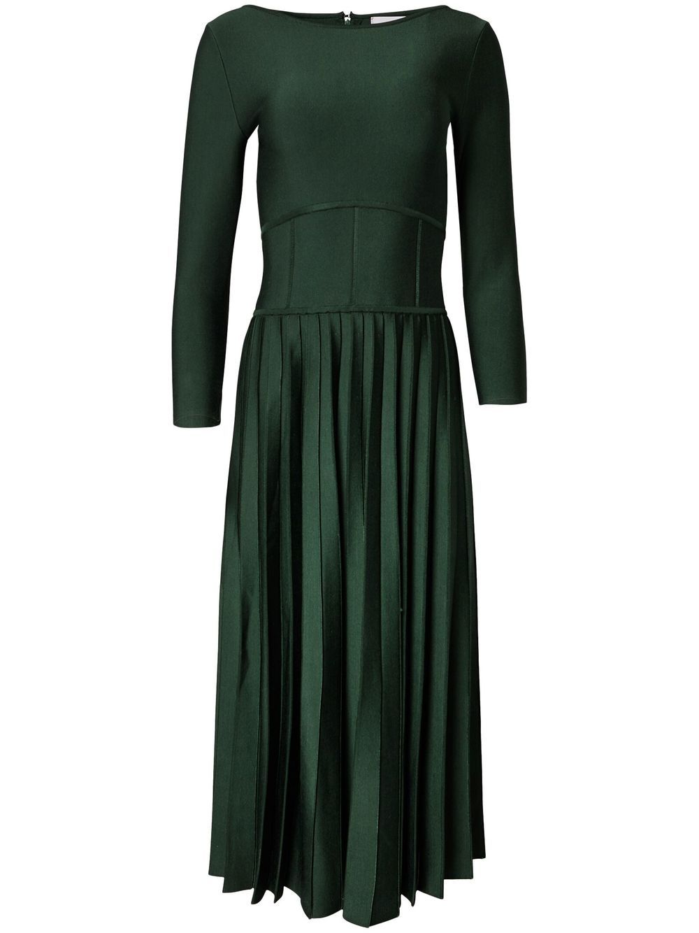 CAROLINA HERRERA BOAT-NECK PLEATED MIDI DRESS