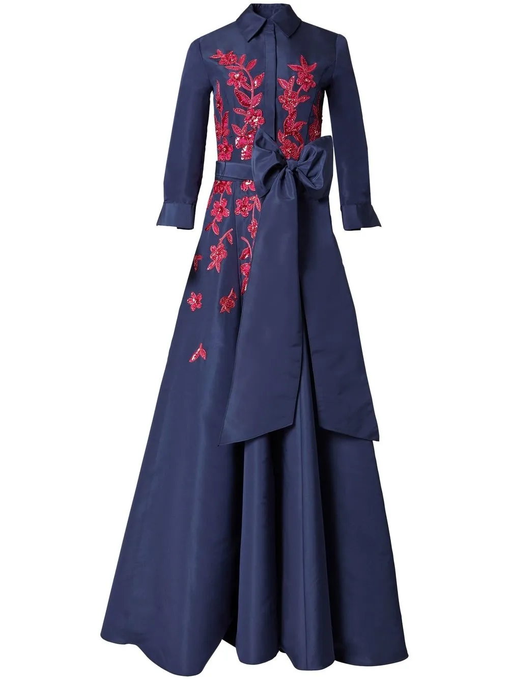 

Carolina Herrera floral-appliqué silk dress - Blue