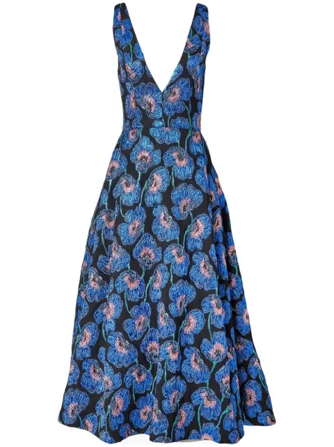 Carolina Herrera floral-embroidery midi-dress