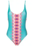 Brigitte printed scoop back swimsuit - Blue
