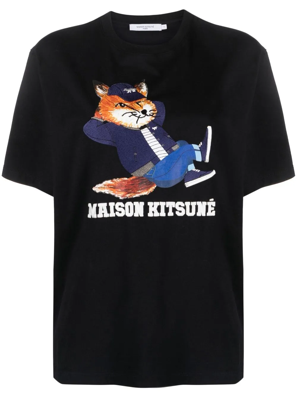 

Maison Kitsuné playera con logo gráfico estampado - Negro