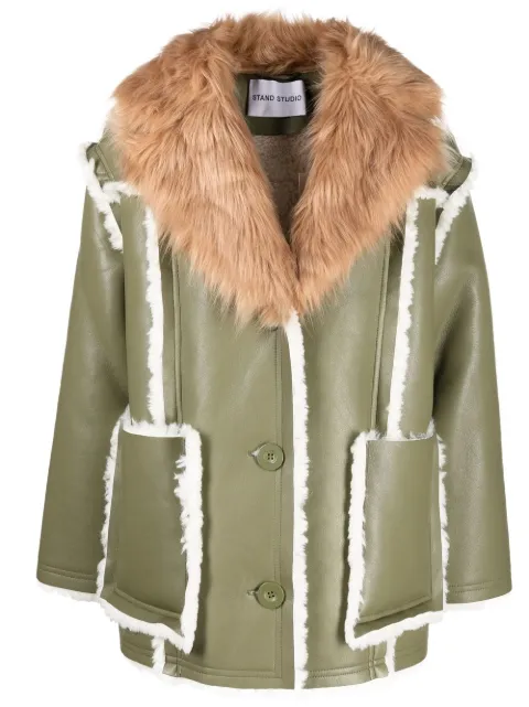 STAND STUDIO faux-leather double-breasted coat