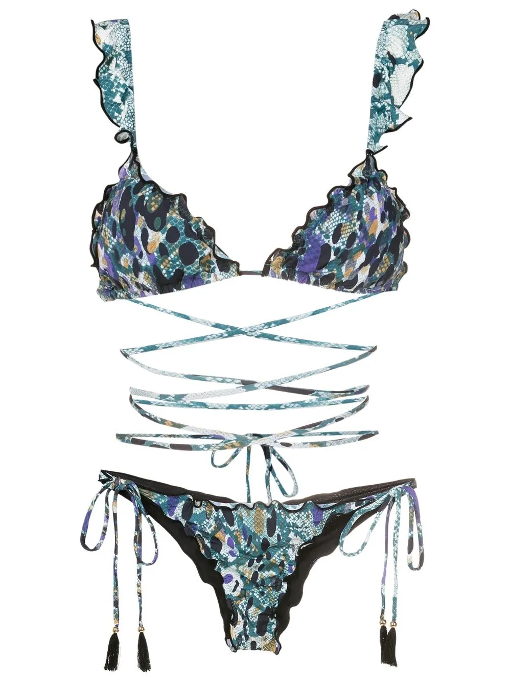 

Brigitte bikini estampado con detalle cruzado - Azul