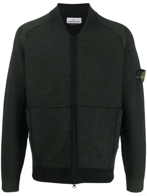 Compass-patch zip-up sweatshirt