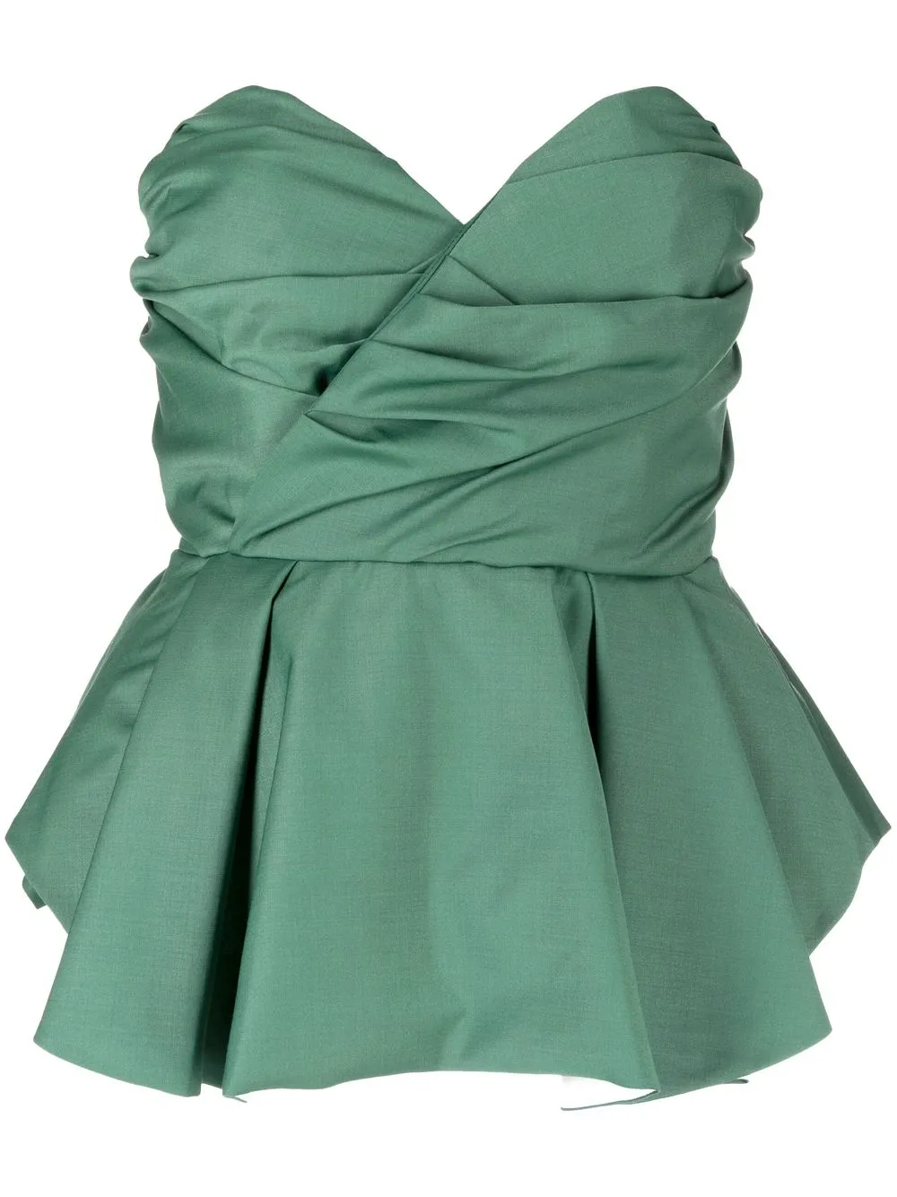 

ANOUKI strapless cotton peplum blouse - Green