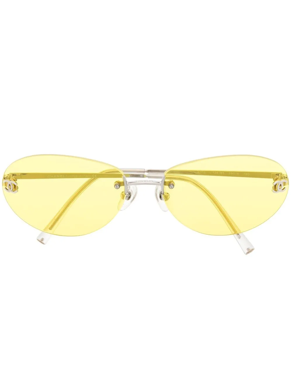 

Chanel Pre-Owned 1990-2000s logo detail oval sunglasses - Yellow