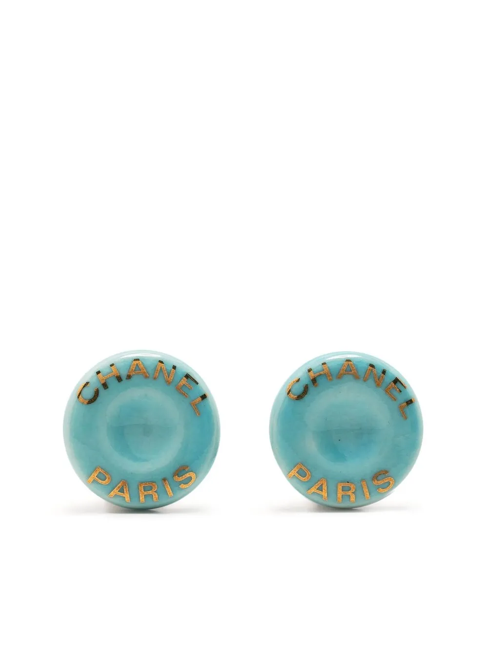 

Chanel Pre-Owned 1997 logo button clip-on earrings - Gold